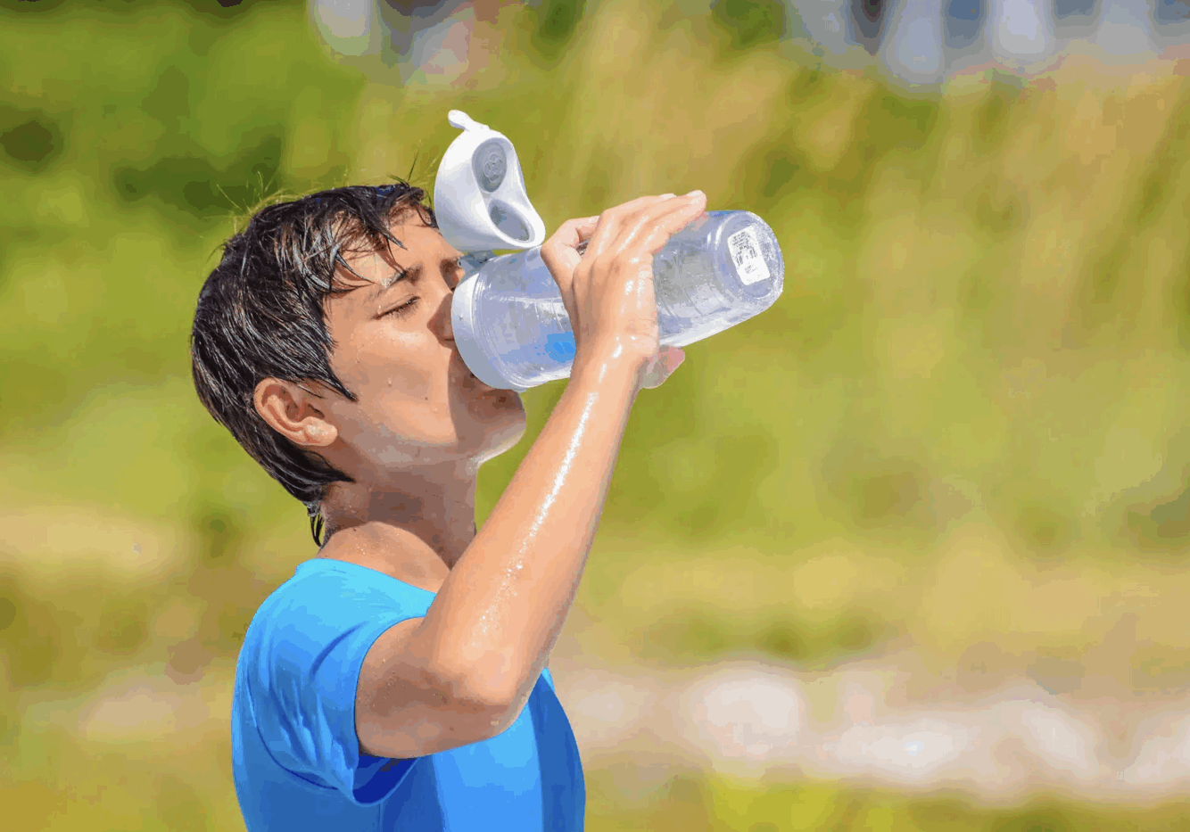 camper drinking water